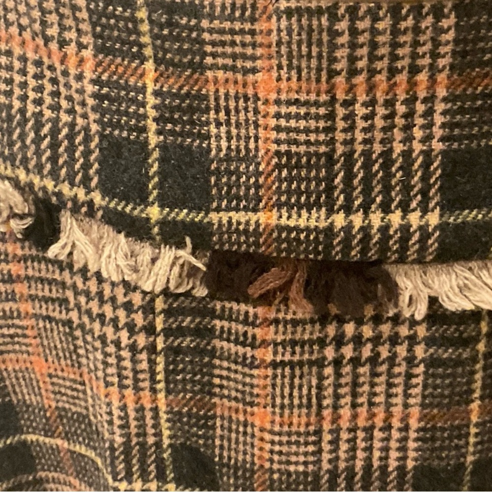 TORI BURCH Plaid Fringe Midi Skirt 8 Brown/Black $495 Retail EUC - Picture 6 of 12